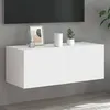 Image de vidaXL Meuble TV mural avec lumières LED blanc 80x35x31 cm837281