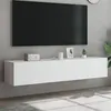 Image de vidaXL Meubles TV muraux avec lumières LED 2 pcs blanc 80x35x31 cm837282