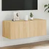Image de vidaXL Meuble TV mural avec lumières LED chêne sonoma 80x35x31 cm837285