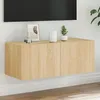 Image de Vidaxl Meuble Tv Mural Avec LumiÃ¨res Led ChÃªne Sonoma 80x35x31 Cm