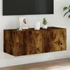 Image de vidaXL Meuble TV mural avec lumières LED chêne fumé 80x35x31 cm837289