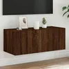 Image de vidaXL Meuble TV mural avec lumières LED chêne marron 80x35x31 cm837293