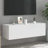 Image de vidaXL Meuble TV mural avec lumiÃ¨res LED blanc 100x35x31 cm