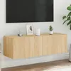 Image de vidaXL Meuble TV mural avec lumières LED chêne sonoma 100x35x31 cm837297