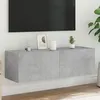 Image de vidaXL Meuble TV mural avec lumières LED gris béton 100x35x31 cm837298