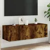 Image de Vidaxl Meuble Tv Mural Avec LumiÃ¨res Led ChÃªne FumÃ© 100x35x31 Cm