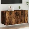 Image de vidaXL Meuble TV mural avec lumières LED chêne fumé 80x35x41 cm837320