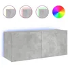Image de vidaXL vidaXL Meuble TV mural avec lumières LED gris béton 100x35x41 cm