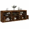 Image de vidaXL Buffet avec lumières LED chêne fumé 181,5x37x67 cm3209006