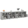 Image de vidaXL Buffet avec lumiÃ¨res LED gris bÃ©ton 283x37x67 cm