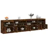 Image de vidaXL Buffet avec lumières LED chêne fumé 283x37x67 cm