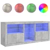 Image de vidaXL Buffet avec lumiÃ¨res LED gris bÃ©ton 181,5x37x67 cm