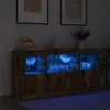 Image de vidaXL Buffet avec lumières LED chêne fumé 142,5x37x67 cm