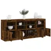 Image de vidaXL Buffet avec lumières LED chêne fumé 163x37x67 cm
