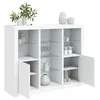Image de vidaXL Buffets avec lumières LED 3 pcs blanc bois d'ingénierie3209121