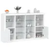 Image de vidaXL Buffets avec lumières LED 3 pcs blanc bois d'ingénierie