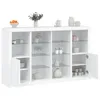 Image de vidaXL Buffets avec lumiÃ¨res LED 3 pcs blanc bois d'ingÃ©nierie