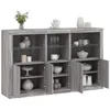 Image de vidaXL Buffet avec lumiÃ¨res LED sonoma gris 162x37x100 cm