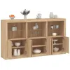 Image de vidaXL Buffet avec lumières LED chêne sonoma 181,5x37x100 cm3209151