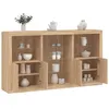 Image de vidaXL Buffet avec lumières LED chêne sonoma 181,5x37x100 cm3209179