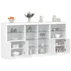 Image de vidaXL Buffet avec lumières LED blanc 202x37x100 cm