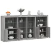 Image de vidaXL Buffet avec lumières LED sonoma gris 202x37x100 cm