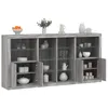 Image de vidaXL Buffet avec lumiÃ¨res LED sonoma gris 202x37x100 cm