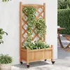 Image de vidaXL Jardinière avec treillis et roues marron bois massif de sapin