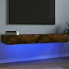 Image de vidaXL Meubles TV avec lumières LED 2 pcs chêne fumé 60x35x15,5 cm