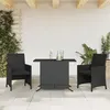 Image de vidaXL Ensemble de bistro 3 pcs avec coussins noir résine tressée