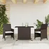 Image de vidaXL Ensemble de bistro 3 pcs avec coussins marron résine tressée
