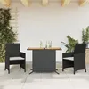 Image de vidaXL Ensemble de bistro 3 pcs avec coussins noir résine tressée