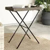 Image de vidaXL Vidaxl Table À Plateau Pliable Gris 65x40x75 Cm Résine Tressée