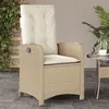 Image de vidaXL Chaise inclinable de jardin avec coussins beige résine tressée
