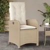 Image de Vidaxl Chaise Inclinable De Jardin Avec Coussins Beige RÃ©sine TressÃ©e