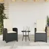 Image de vidaXL Chaises inclinables de jardin lot de 2 et coussins noir rotin365168