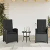 Image de vidaXL Chaises inclinables de jardin lot de 2 et coussins noir rotin365169