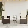 Image de Vidaxl Chaises Inclinables De Jardin Lot De 2 Et Coussins Marron Rotin