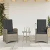 Image de vidaXL Chaises inclinables de jardin lot de 2 et coussins gris rotin365171