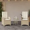 Image de Vidaxl Chaises Inclinables De Jardin Lot De 2 Et Coussins Beige Rotin