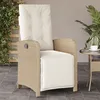 Image de vidaXL Vidaxl Chaise Inclinable De Jardin Et Repose-Pied Beige Résine Tressée