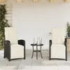 Image de vidaXL Chaises inclinables de jardin lot de 2 repose-pied noir rotin365192