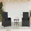 Image de vidaXL Chaises inclinables de jardin lot de 2 repose-pied noir rotin