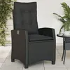 Image de vidaXL Chaise inclinable de jardin avec coussins noir résine tressée