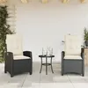 Image de vidaXL Chaises inclinables de jardin lot de 2 et coussins noir rotin365216