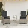 Image de vidaXL Chaises inclinables de jardin lot de 2 et coussins gris rotin365219