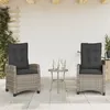 Image de Vidaxl Chaises Inclinables De Jardin Lot De 2 Et Coussins Gris Rotin