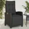 Image de Vidaxl Chaise Inclinable De Jardin Et Repose-Pied Noir RÃ©sine TressÃ©e