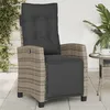 Image de Vidaxl Chaise Inclinable De Jardin Et Repose-Pied Gris RÃ©sine TressÃ©e