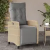 Image de vidaXL Chaise inclinable de jardin et repose-pied mélange beige rotin365237